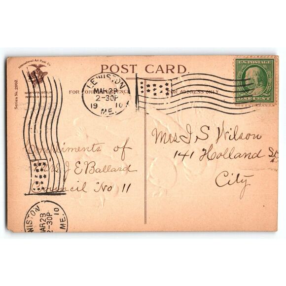 Easter Postcard Ellen Clapsaddle Boy Baby Chicks Egg Shell Flower Basket 1910 - Picture 2 of 2